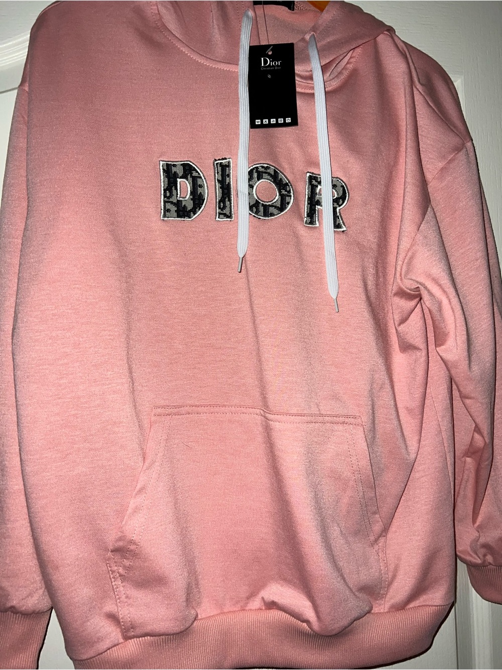 Dior Pink Logo Patch Hoodie
